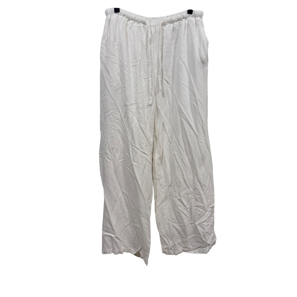Princess Polly White Wide Leg Linen Blend‎ Drawstring Pants US 6 EU 38